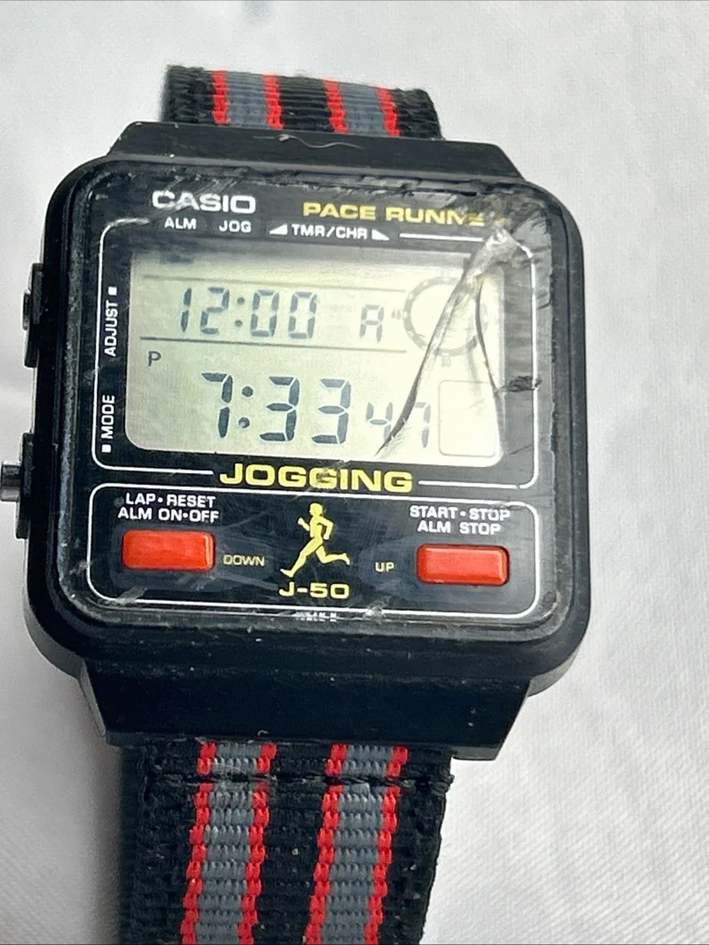 Casio J-50 Jogging Digital Watch - Black with Red Accents